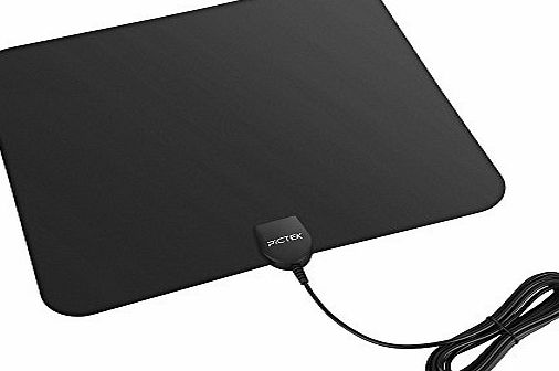 Pictek [New Version] Pictek Urtrl Thin TV Aerial 35 Mile-Range Indoor Antenna for Digital Free-view Analog TV Signals, VHF, UHF, FM, Window Aerial